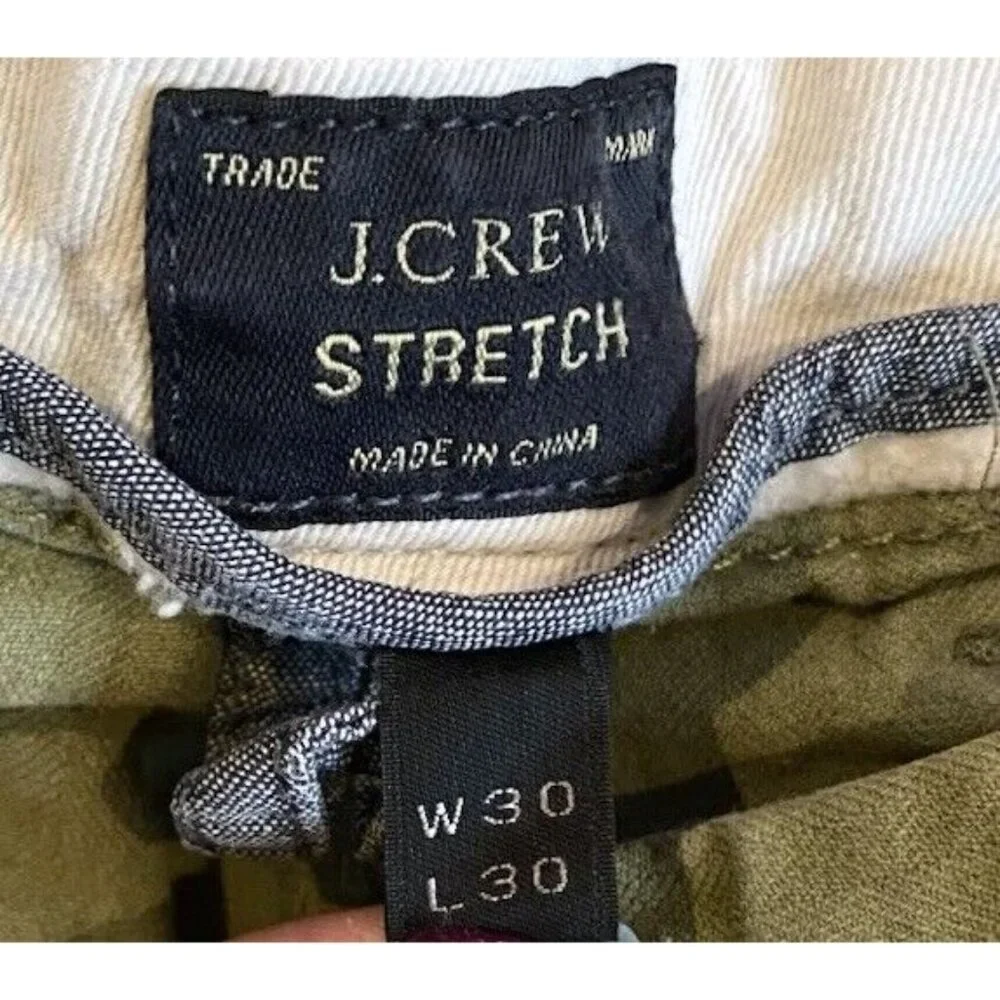 J.Crew 770‎ Straight Stretch Chinos Flat Front Pants Mens 30 Olive Green